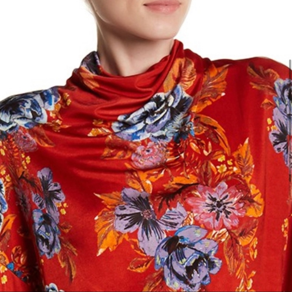 FREE PEOPLE 2 AM Floral Print Mini Dress Red Large - Picture 3 of 8